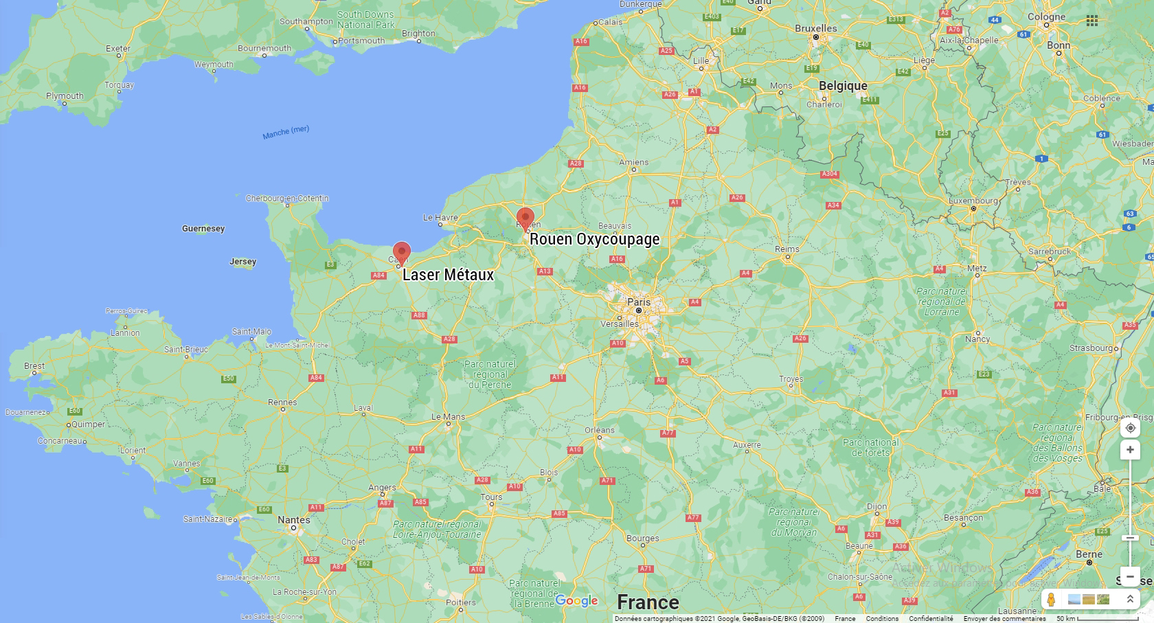 Carte : Rouen Oxycoupage et Laser Métaux